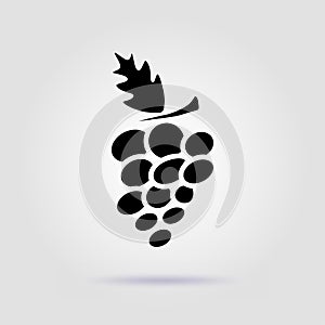 Grape black icon isolated on a gray background with soft shadow