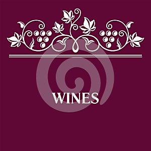 Grape branches with bunch of grapes and leaves