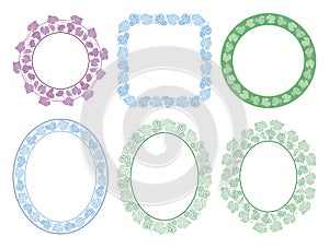 Grape bunches and leaves - vector decorative frames