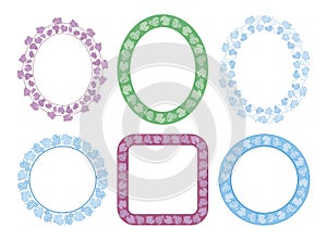 Grape bunches and leaves - vector decorative ornamental frames