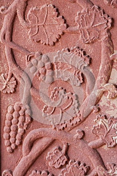 Grape carvings at Fatehpur Sikri palace in Agra