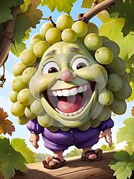 Grape Character Cartoon
