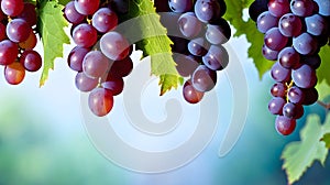 Grape clusters close up photography background mock-up copy space