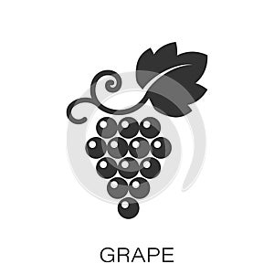 Grape fruits sign icon in flat style. Grapevine vector illustration on white isolated background. Wine grapes business concept