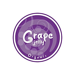 Grape jelly label, organic, sticker.