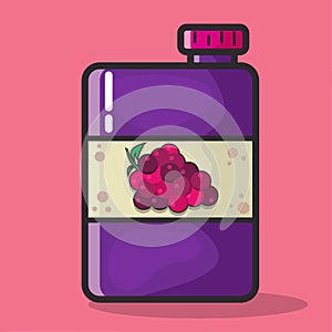 Grape juice bottle vector illustration in flat style