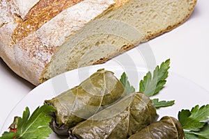 Grape leaves rolls. Sarmale, dolma, dolmades, sarma, golubtsy or