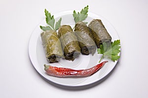 Grape leaves rolls. Sarmale, dolma, dolmades, sarma, golubtsy or