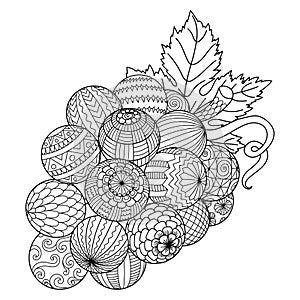 Line art of a bunch of grape for printing on stuffs and adult coloring book or coloring page. Vector illustration photo