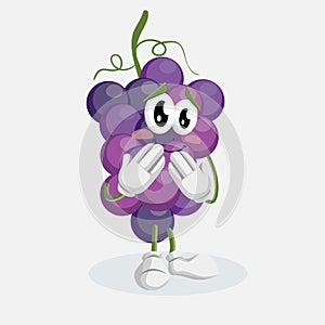 Grape Logo mascot ashamed pose