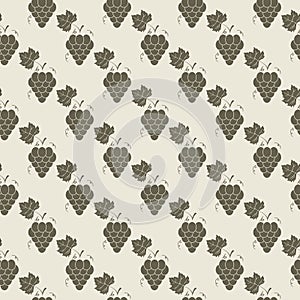 Grape pattern. Vine seamless background. Vector illustration