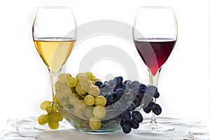 Grape with red and white wine