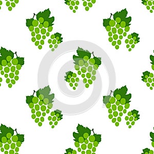 Grape seamless pattern. Green bunch of grapes. Hand drawn fresh berry. Vector sketch background. Doodle wallpaper. Food print for