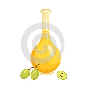 Grape seed oil in bottle for cooking, isolated glass jug with golden natural liquid