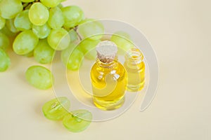 Grape seed oil in a glass jar. Massage Oil