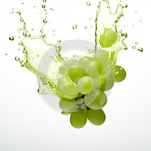 Vibrant Green Grapes Splash In Water - Stock Photo photo