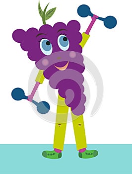 Grape vector lifts dumbbells.