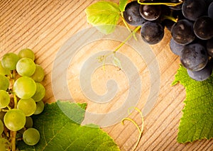 Grape on wooden table