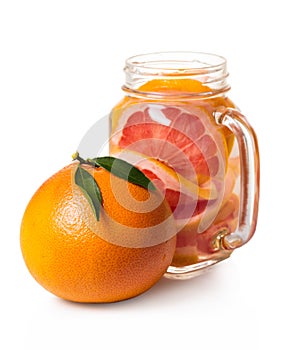 Grapefruit beverage in a jar