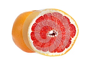 Grapefruit citrus fruit with half grapefruit isolated on white background. Whole grapefruit and half crop