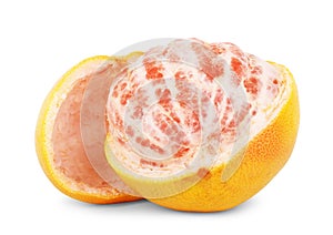 Grapefruit citrus fruit with half isolated on white with clipping path photo