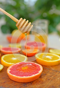 Grapefruit, clementine, orange and honey