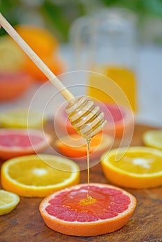 Grapefruit, clementine, orange and honey