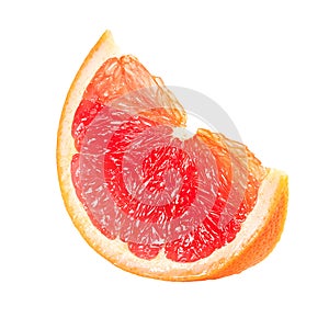 Grapefruit fruit. Piece isolated on white background. Grapefruit citrous fruit section photo