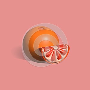 Grapefruit isolated 3d vector icon. grapefruit 3d illustration