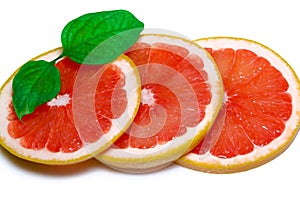 Grapefruit isolated, grapefruits. Healhy grapefruit with a leaves