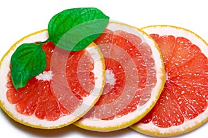 Grapefruit isolated, grapefruits. Healhy grapefruit with a leaves