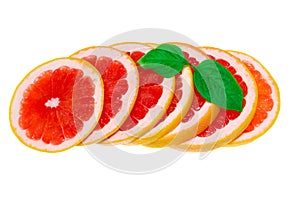 Grapefruit isolated, grapefruits. Healhy grapefruit with a leaves