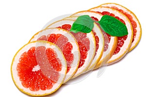 Grapefruit isolated, grapefruits. Healhy grapefruit with a leaves
