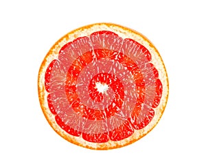 Grapefruit isolated on white background. Round slice of juicy and fresh grapefruit. With clipping path. Top view
