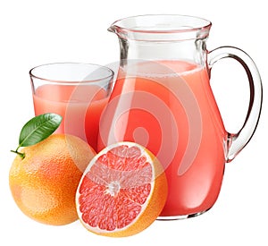 Grapefruit juice and fruits.