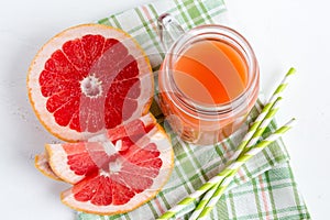 Grapefruit juice in a jar