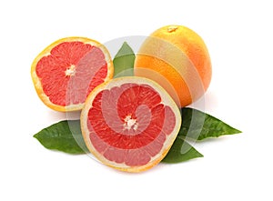 Grapefruit with leaves photo