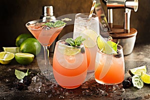 Grapefruit and lime cocktails
