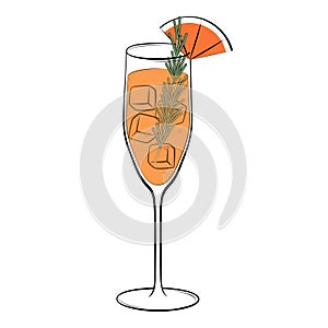 Grapefruit Mimosa with Rosemary cocktail