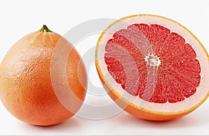 Grapefruit piece, cut out on white background