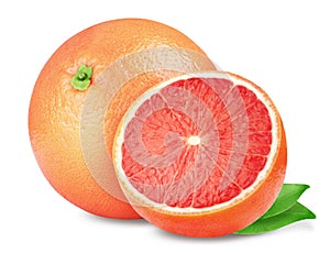 grapefruit. Pink grapefruits on white background, with clipping path photo