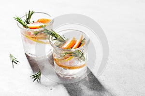 Grapefruit Rosemary Drink on Bright Background, Refreshing Cocktail