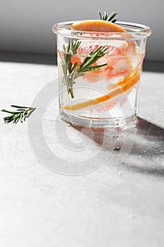 Grapefruit Rosemary Drink on Bright Background, Refreshing Cocktail