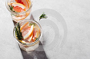 Grapefruit Rosemary Drink on Bright Background, Refreshing Cocktail