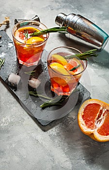 Grapefruit and rosemary gin cocktail, refreshing drink
