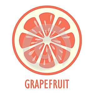 Grapefruit slice icon, vector cartoon