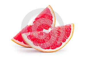 Grapefruit slice isolated on white background close up