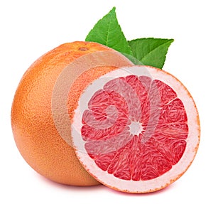 Grapefruit with slice on white