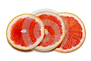 Grapefruit slices isolated on the white background