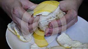 Grapefruit on a white background cleanses the skin for a meal